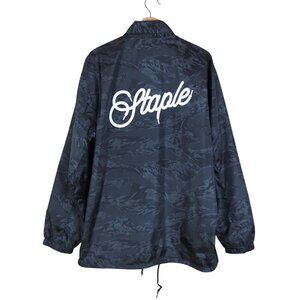 STAPLE x THREAD BEAST Men's Black Gray Tiger Camo Print Coaches Jacket Size L